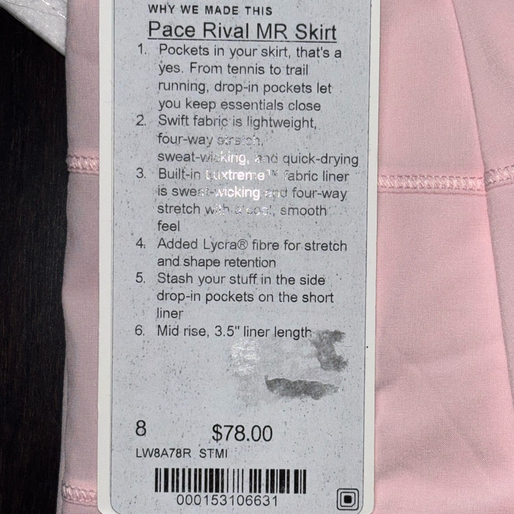 LULULEMON PACE RIVAL MR SKIRT *REGULAR IN STRAWBERRY MILKSHAKE 🍓 SZ 4,6,8 NWT - Picture 14 of 16